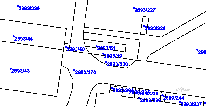 Parcela st. 2893/49 v KÚ Krč, Katastrální mapa