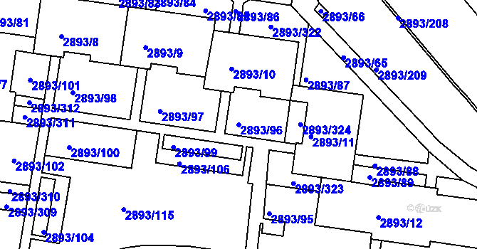 Parcela st. 2893/96 v KÚ Krč, Katastrální mapa