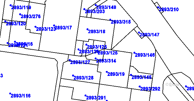 Parcela st. 2893/126 v KÚ Krč, Katastrální mapa