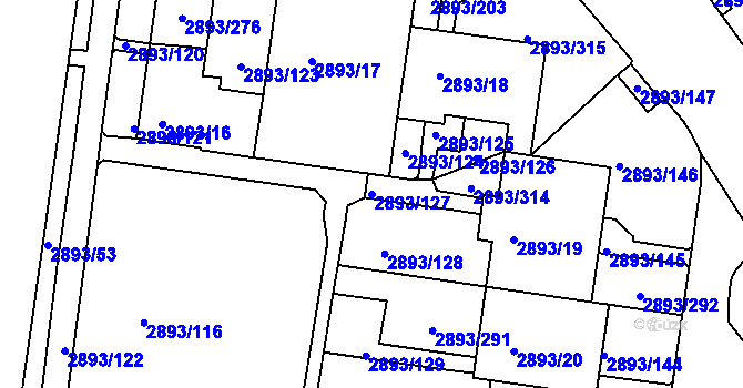 Parcela st. 2893/127 v KÚ Krč, Katastrální mapa