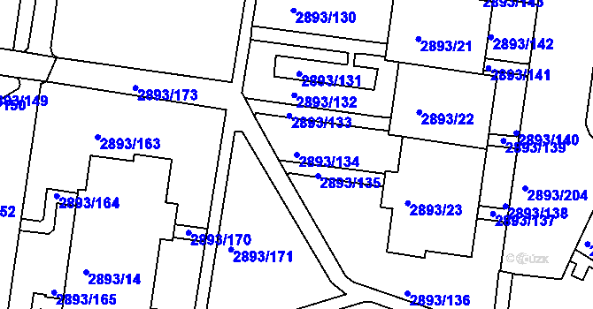 Parcela st. 2893/134 v KÚ Krč, Katastrální mapa