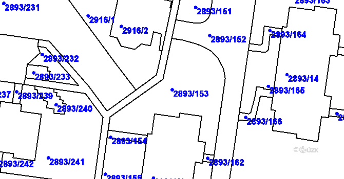 Parcela st. 2893/153 v KÚ Krč, Katastrální mapa