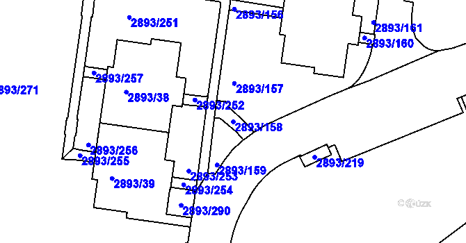 Parcela st. 2893/158 v KÚ Krč, Katastrální mapa