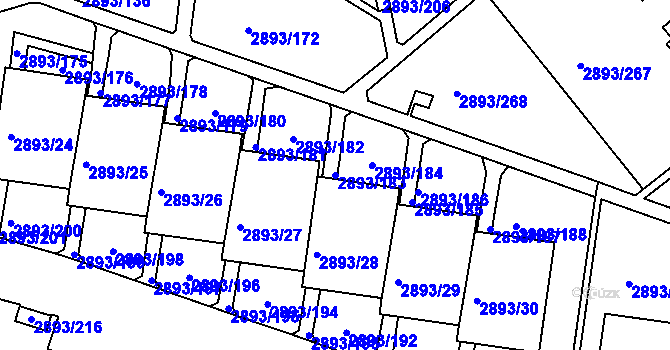 Parcela st. 2893/183 v KÚ Krč, Katastrální mapa