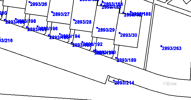 Parcela st. 2893/190 v KÚ Krč, Katastrální mapa