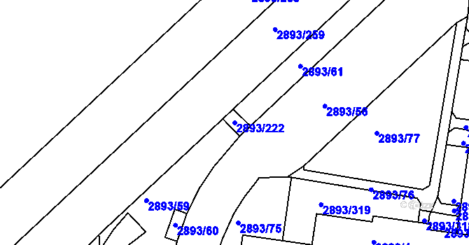 Parcela st. 2893/222 v KÚ Krč, Katastrální mapa