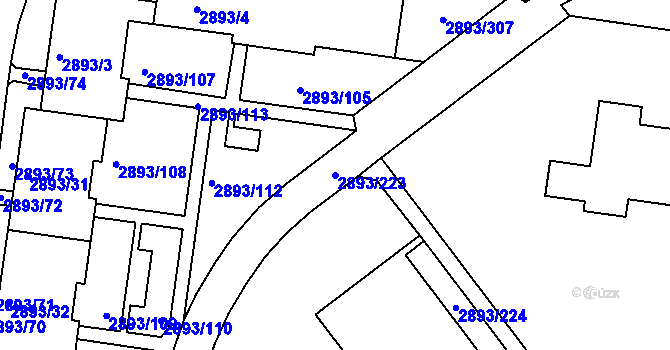 Parcela st. 2893/223 v KÚ Krč, Katastrální mapa