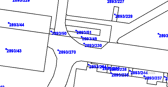 Parcela st. 2893/230 v KÚ Krč, Katastrální mapa