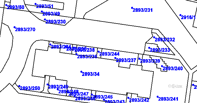 Parcela st. 2893/244 v KÚ Krč, Katastrální mapa