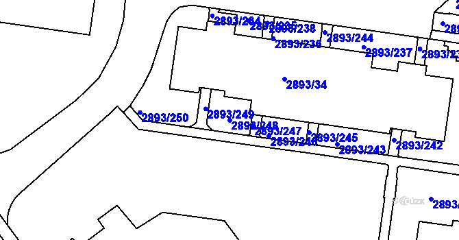 Parcela st. 2893/248 v KÚ Krč, Katastrální mapa