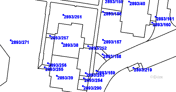 Parcela st. 2893/252 v KÚ Krč, Katastrální mapa