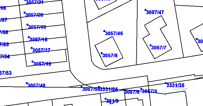 Parcela st. 3057/8 v KÚ Krč, Katastrální mapa