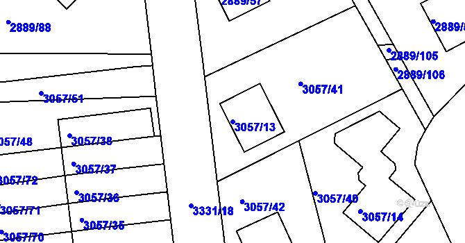 Parcela st. 3057/13 v KÚ Krč, Katastrální mapa