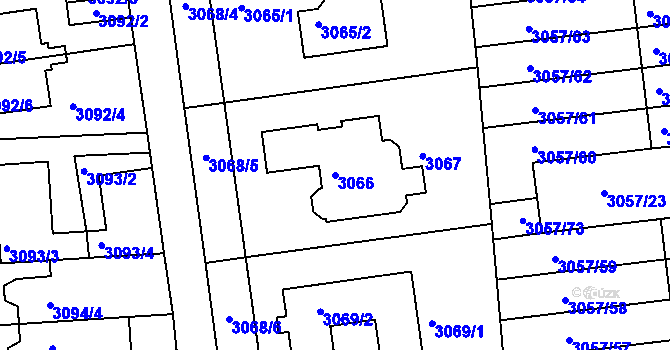 Parcela st. 3066 v KÚ Krč, Katastrální mapa