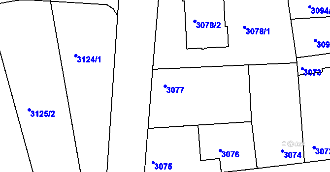 Parcela st. 3077 v KÚ Krč, Katastrální mapa