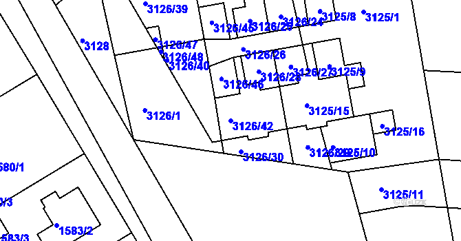 Parcela st. 3126/42 v KÚ Krč, Katastrální mapa
