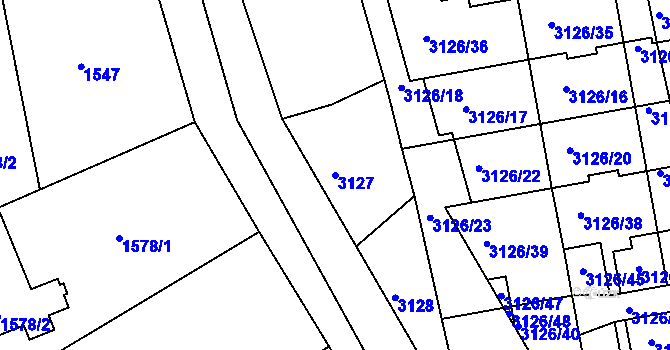 Parcela st. 3127 v KÚ Krč, Katastrální mapa