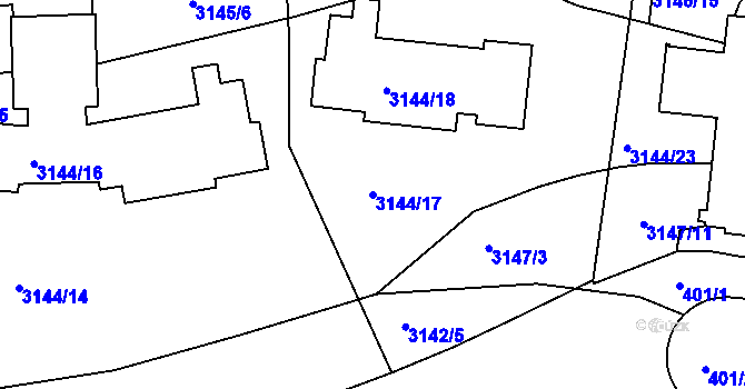Parcela st. 3144/17 v KÚ Krč, Katastrální mapa