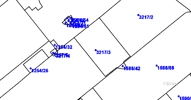 Parcela st. 3217/3 v KÚ Krč, Katastrální mapa