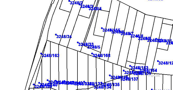 Parcela st. 3248/5 v KÚ Krč, Katastrální mapa
