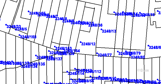 Parcela st. 3248/12 v KÚ Krč, Katastrální mapa