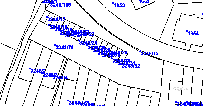 Parcela st. 3248/28 v KÚ Krč, Katastrální mapa