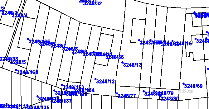 Parcela st. 3248/36 v KÚ Krč, Katastrální mapa