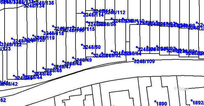 Parcela st. 3248/52 v KÚ Krč, Katastrální mapa