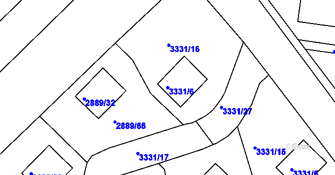 Parcela st. 3331/6 v KÚ Krč, Katastrální mapa