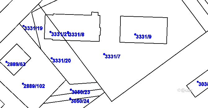 Parcela st. 3331/7 v KÚ Krč, Katastrální mapa