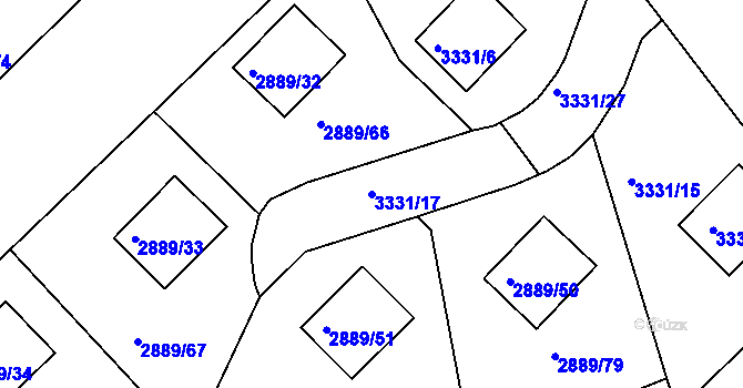 Parcela st. 3331/17 v KÚ Krč, Katastrální mapa