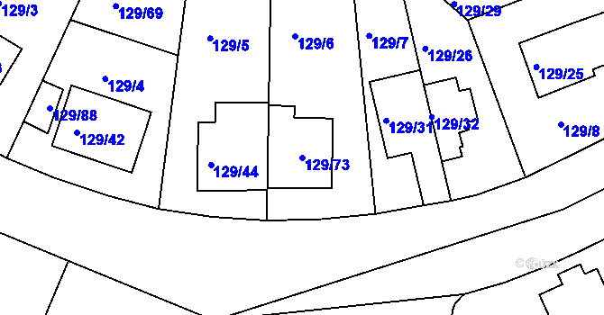 Parcela st. 129/73 v KÚ Krč, Katastrální mapa