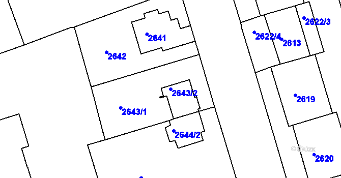 Parcela st. 2643/2 v KÚ Krč, Katastrální mapa