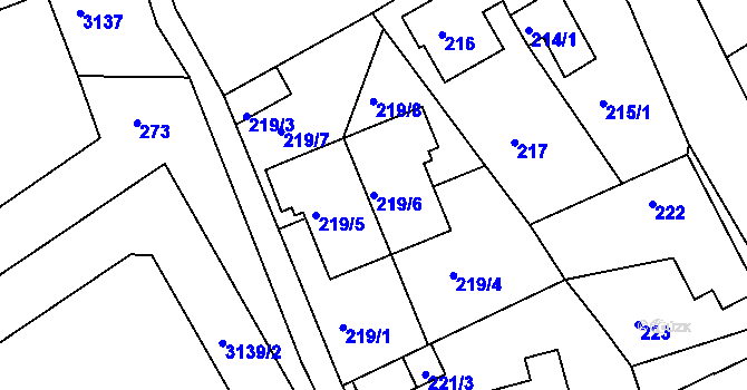Parcela st. 219/6 v KÚ Krč, Katastrální mapa
