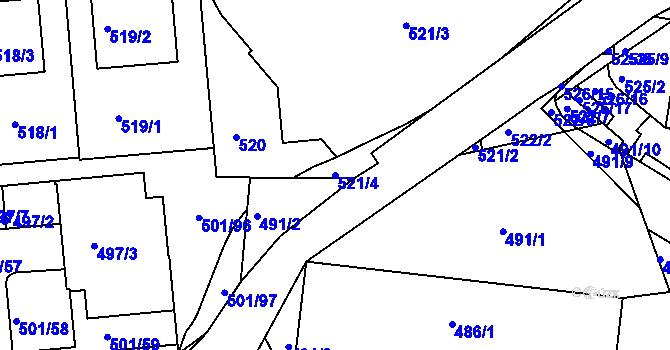 Parcela st. 521/4 v KÚ Krč, Katastrální mapa
