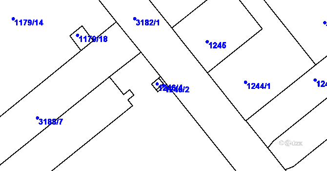 Parcela st. 1246/2 v KÚ Krč, Katastrální mapa