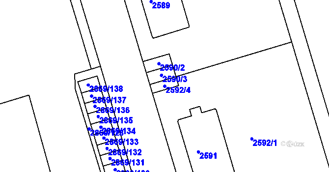 Parcela st. 2592/4 v KÚ Krč, Katastrální mapa