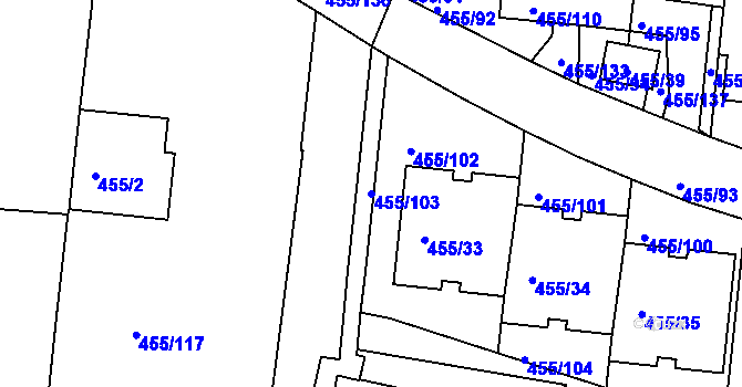 Parcela st. 455/103 v KÚ Krč, Katastrální mapa