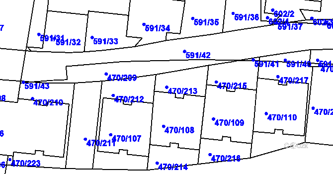 Parcela st. 470/213 v KÚ Krč, Katastrální mapa