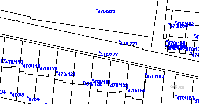 Parcela st. 470/222 v KÚ Krč, Katastrální mapa