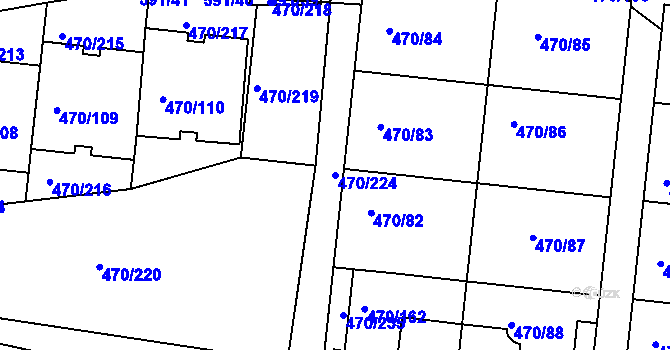 Parcela st. 470/224 v KÚ Krč, Katastrální mapa