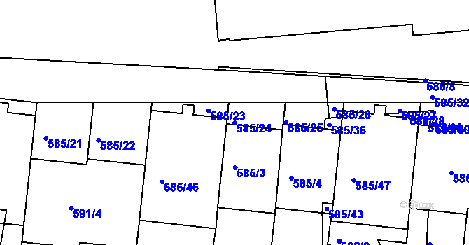 Parcela st. 585/24 v KÚ Krč, Katastrální mapa