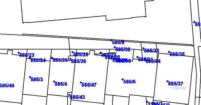 Parcela st. 585/27 v KÚ Krč, Katastrální mapa