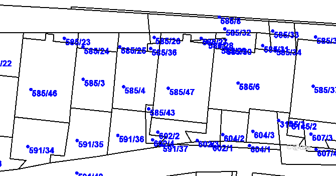 Parcela st. 585/47 v KÚ Krč, Katastrální mapa