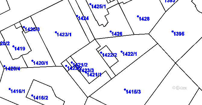 Parcela st. 1422/2 v KÚ Krč, Katastrální mapa