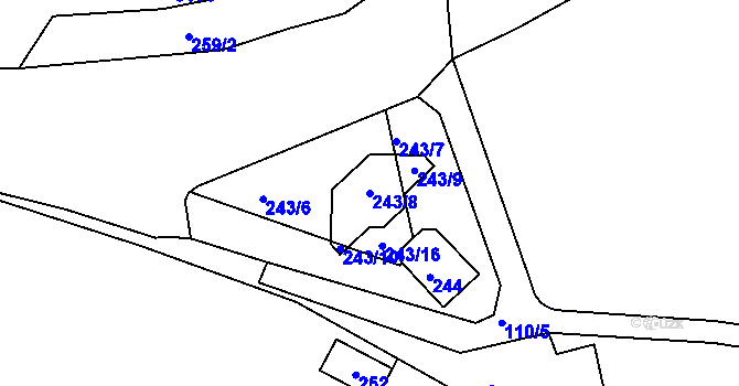 Parcela st. 243/8 v KÚ Krč, Katastrální mapa