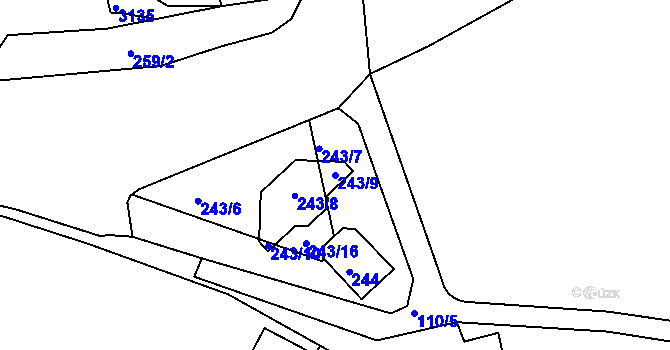 Parcela st. 243/9 v KÚ Krč, Katastrální mapa
