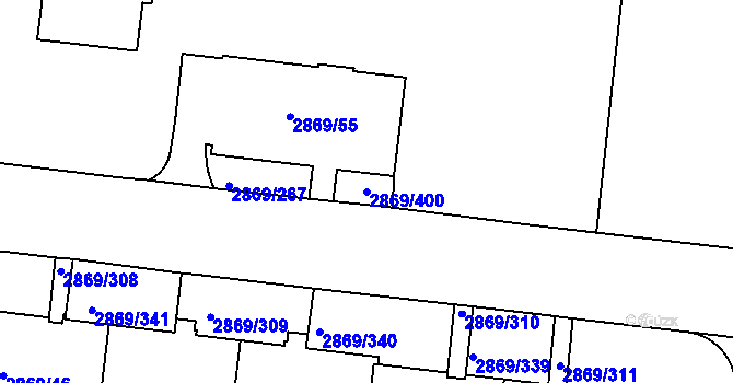 Parcela st. 2869/400 v KÚ Krč, Katastrální mapa