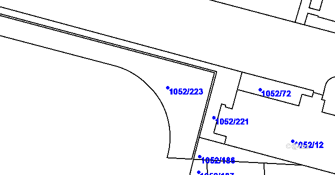 Parcela st. 1052/223 v KÚ Krč, Katastrální mapa