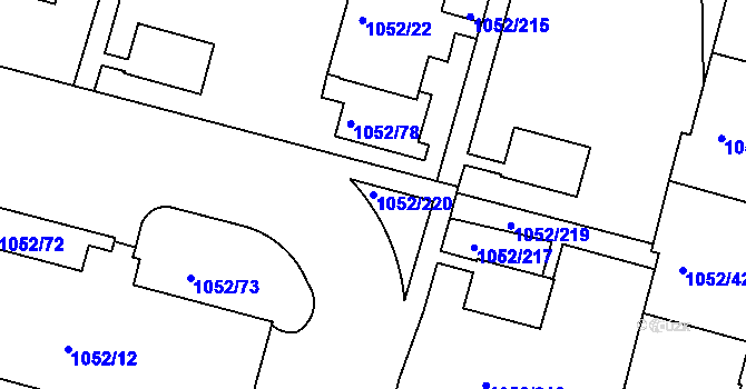 Parcela st. 1052/220 v KÚ Krč, Katastrální mapa